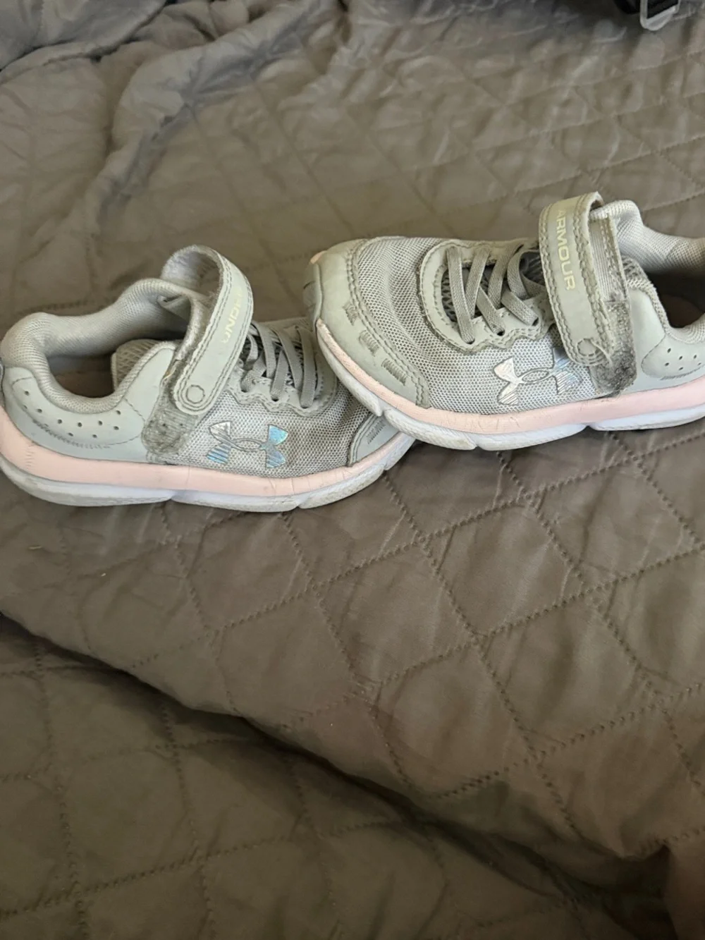 Under Armour Kids Light Gray & Pale Pink Sneakers